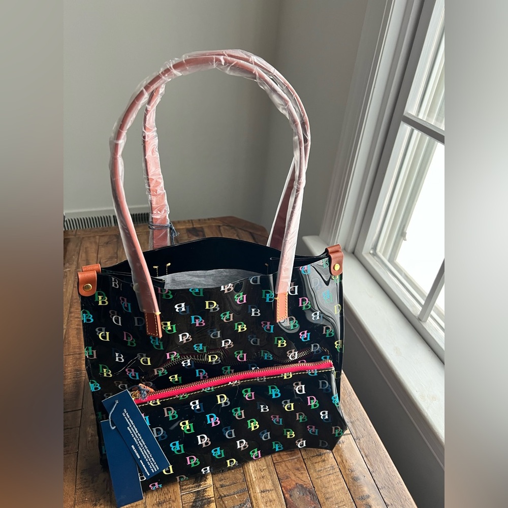 Dooney & Bourke Black Tote with Multicolor Logo - Picture 2 of 5